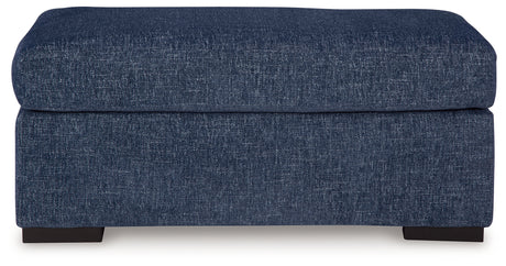 Evansley Navy Nuvella Ottoman side view