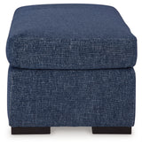 Evansley Navy Nuvella Ottoman close-up of fabric