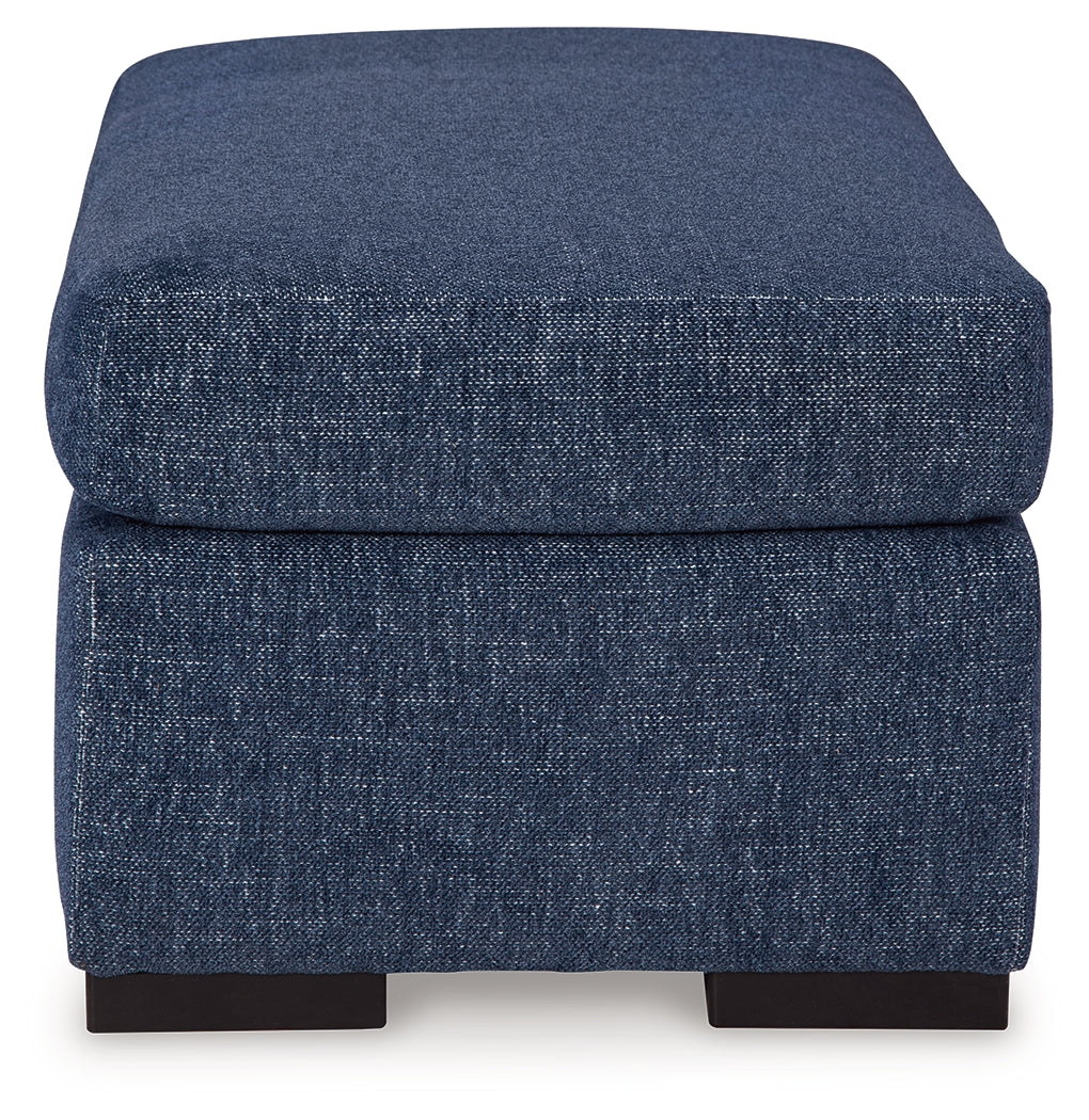 Evansley Navy Nuvella Ottoman close-up of fabric