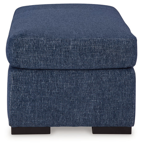 Evansley Navy Nuvella Ottoman close-up of fabric