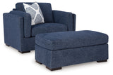 Evansley Navy chair angled side view