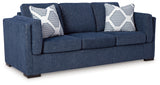 Evansley Navy Sofa and Loveseat angled main view