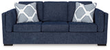 Close-up detail of Evansley Navy Sofa and Loveseat upholstery