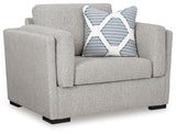 Side view of Evansley Pewter Oversized Chair showcasing profile and cushion