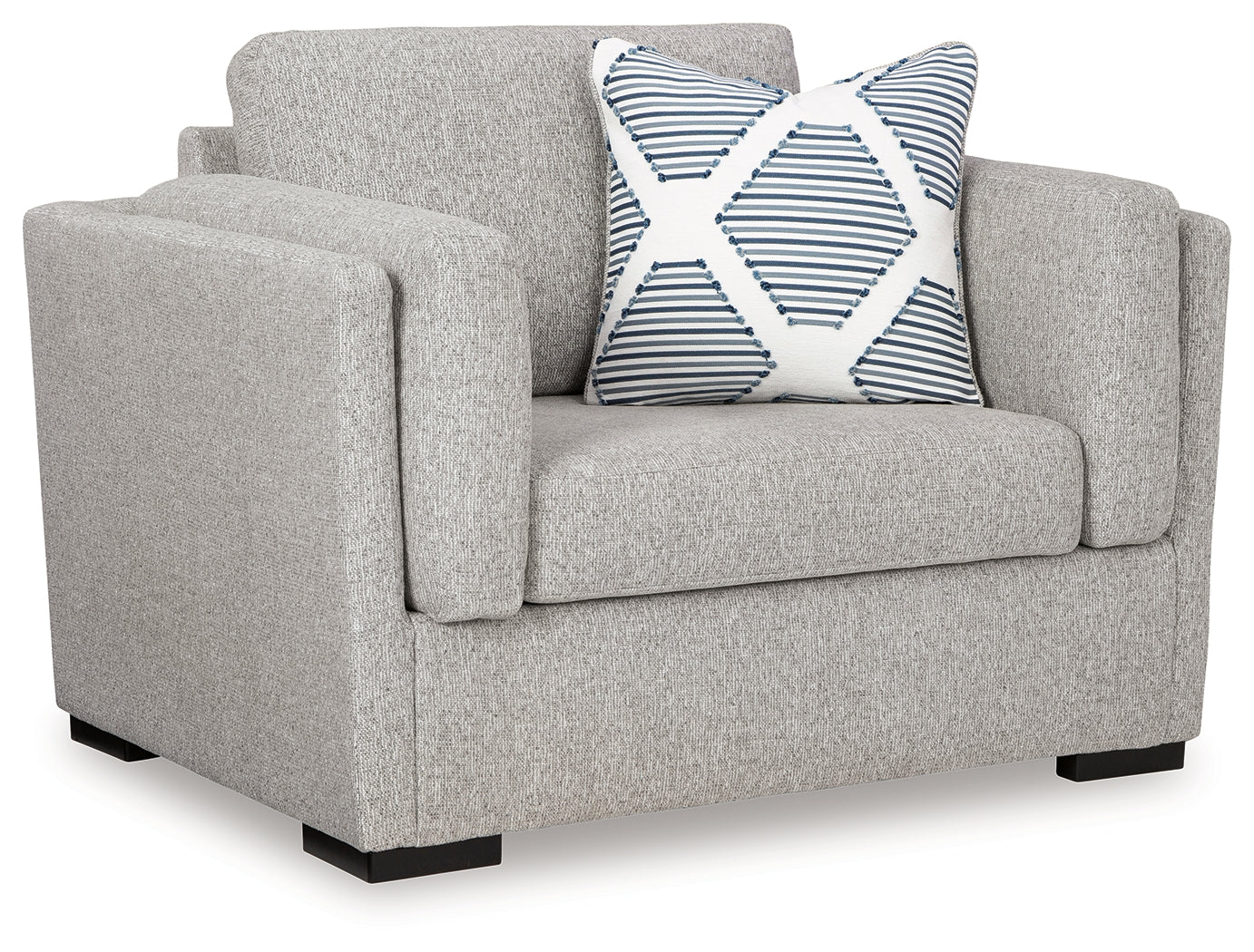 Side view of Evansley Pewter Oversized Chair showcasing profile and cushion