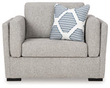 Head-on view of Evansley Pewter Oversized Chair with visible cushions