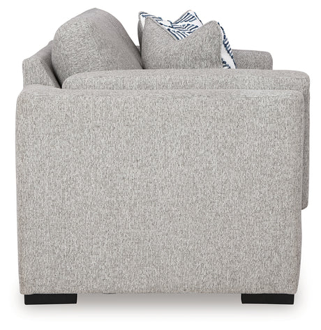 Evansley pewter sofa angled view