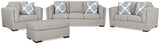 Evansley pewter loveseat side view