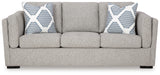 Evansley pewter loveseat angled view