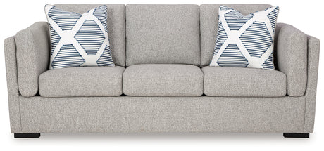 Evansley pewter loveseat angled view