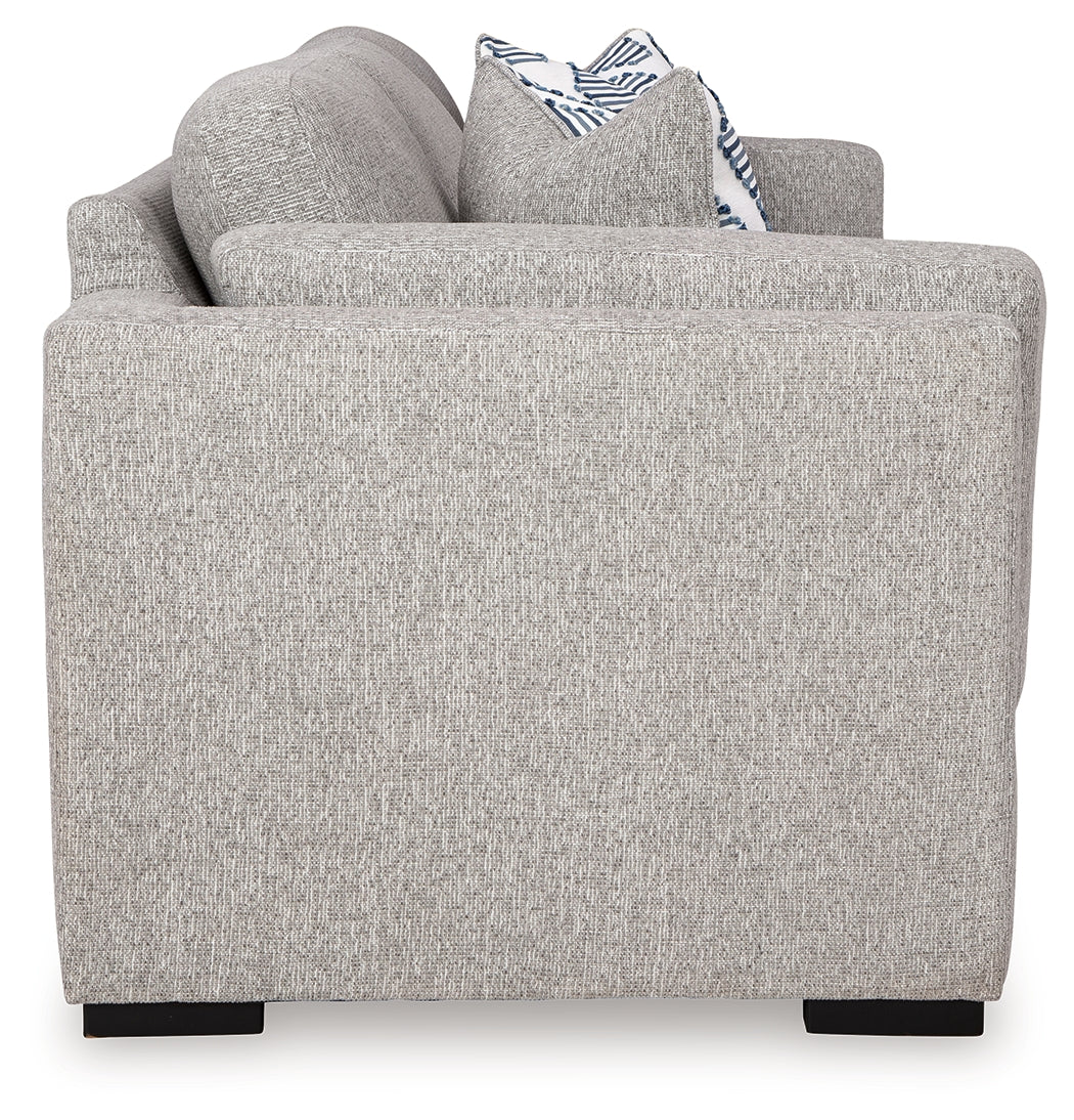 Evansley pewter sofa back view