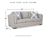 Evansley pewter sofa, loveseat, chair, and ottoman set main view