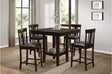 Diego Espresso Faux Leather Square Counter Height Dining Set main view