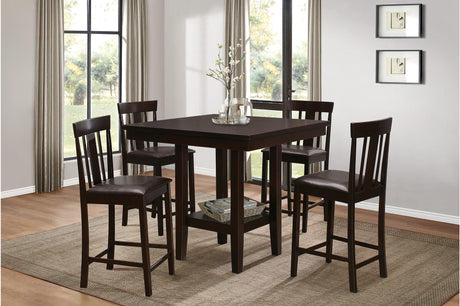 Diego Espresso Faux Leather Square Counter Height Dining Set main view
