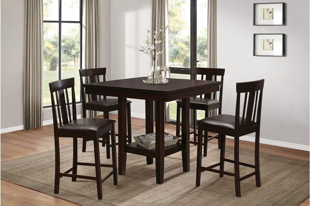 Diego Espresso Faux Leather Square Counter Height Dining Set main view