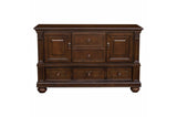 Lordsburg Brown Cherry Faux Leather Upholstered Rectangular Dining Room Set main view
