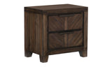 side angle of parnell rustic cherry panel bedroom set bed