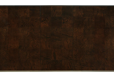 top view of Savion Neutral Espresso Fabric Rectangular Dining Room Set dining room furniture