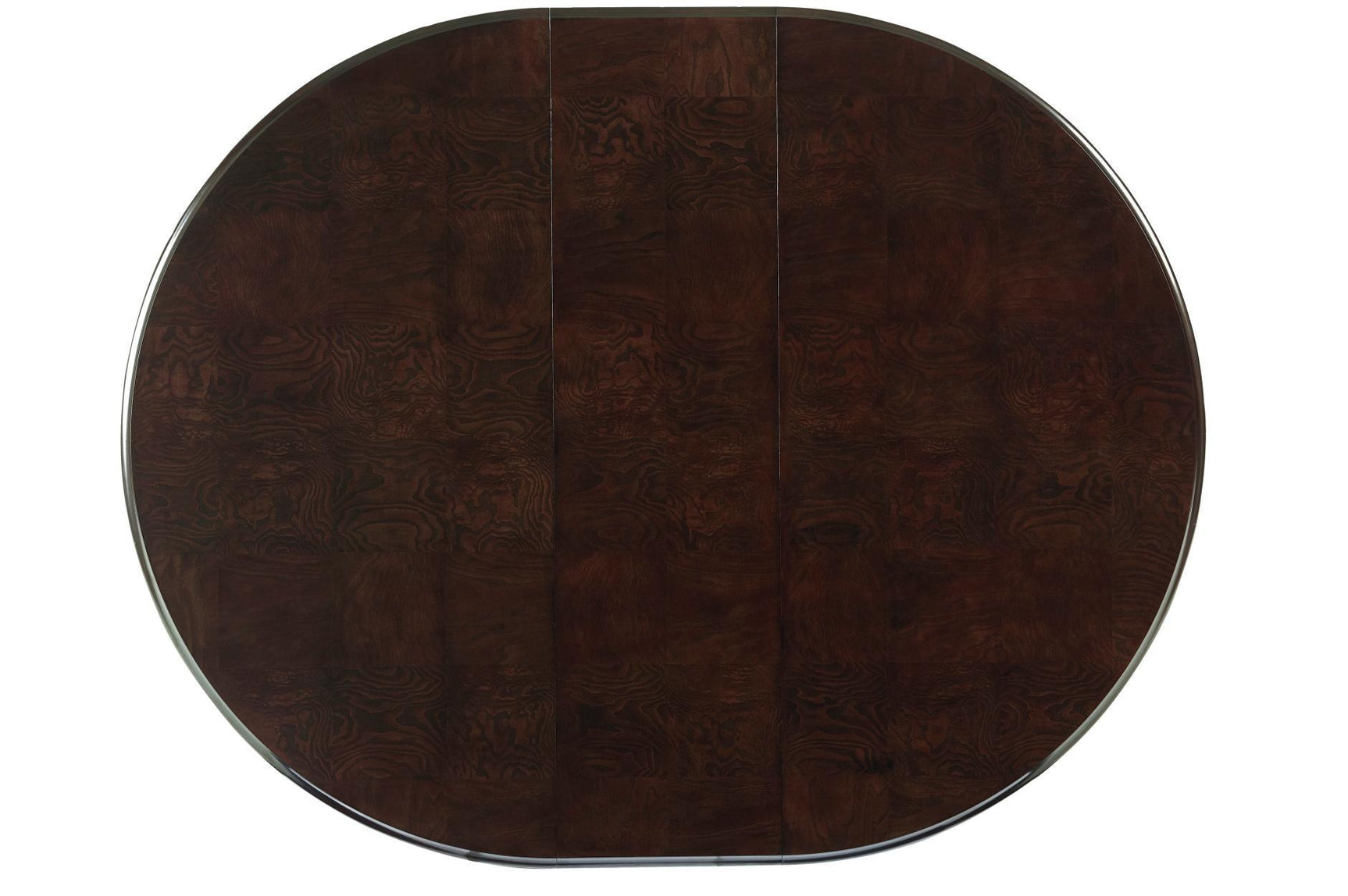 top view of round espresso finished dining table in Savion Dining Set