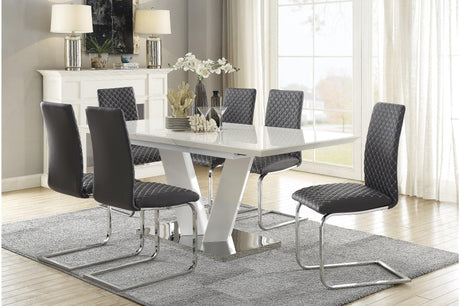 Main view of Yannis White Gray Metal Dining Room Set dining table and chairs