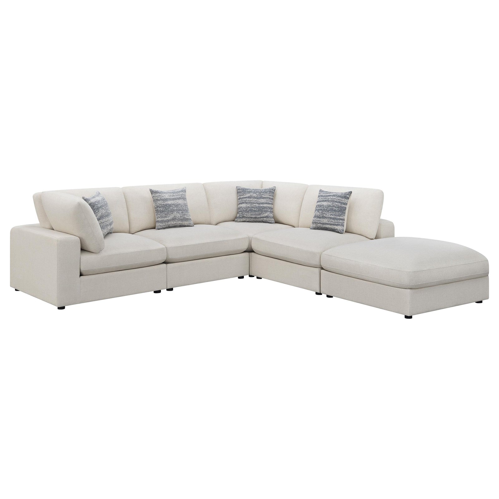main view of Serene 5-piece Upholstered Modular Sectional Sofa Beige sectional sofa