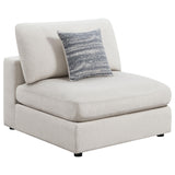 Side angle of Serene sectional sofa beige upholstery