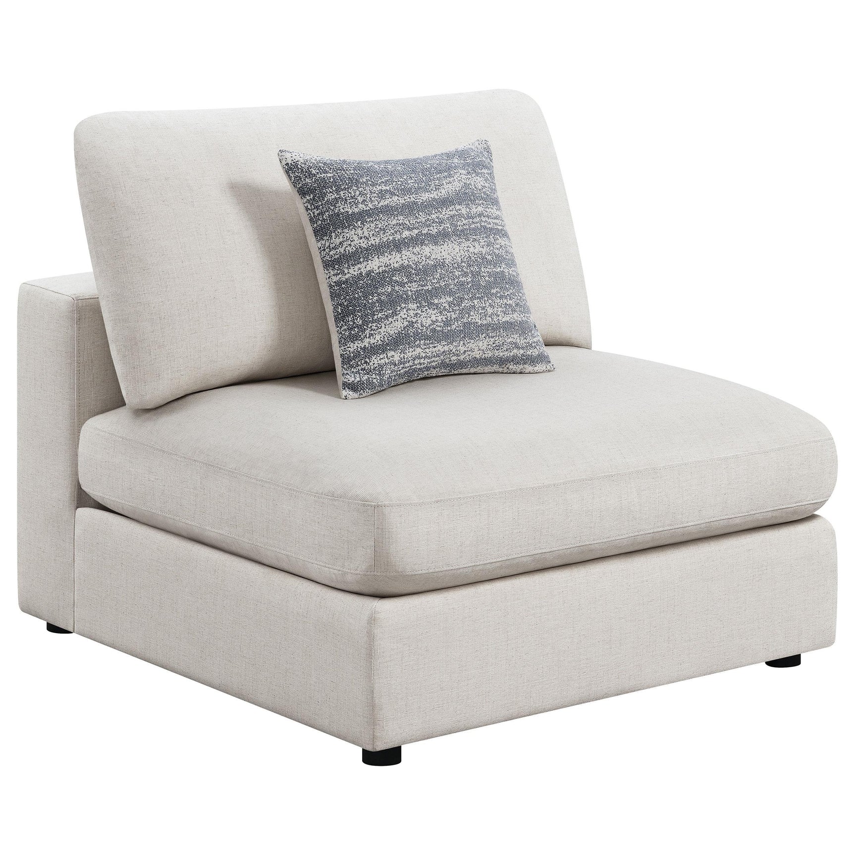 Side angle of Serene sectional sofa beige upholstery