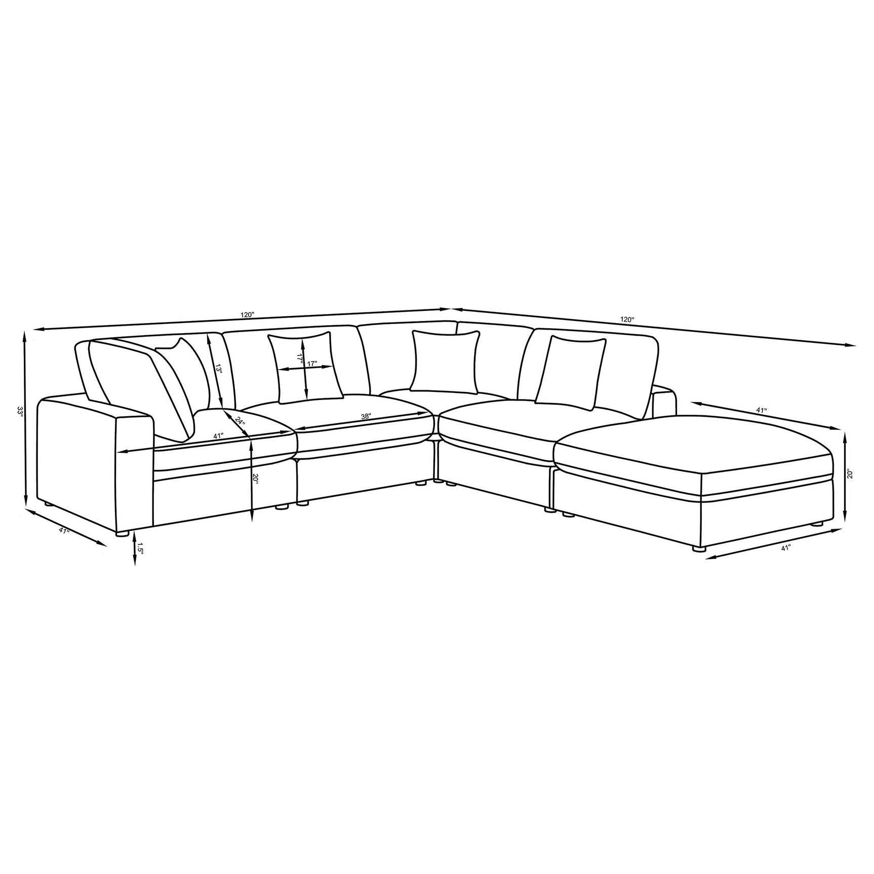 Detailed view of furniture craftsmanship on Serene sectional