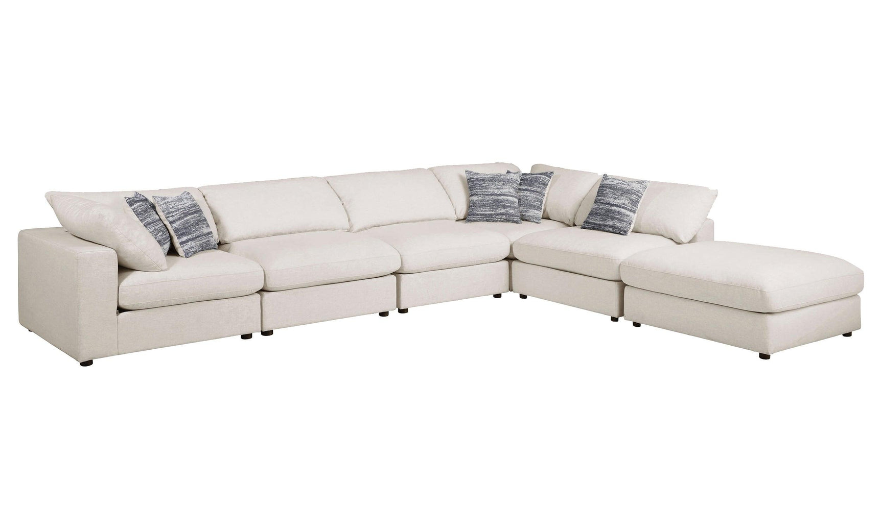 Side view of Serene 6-Piece Beige Sectional Sofa
