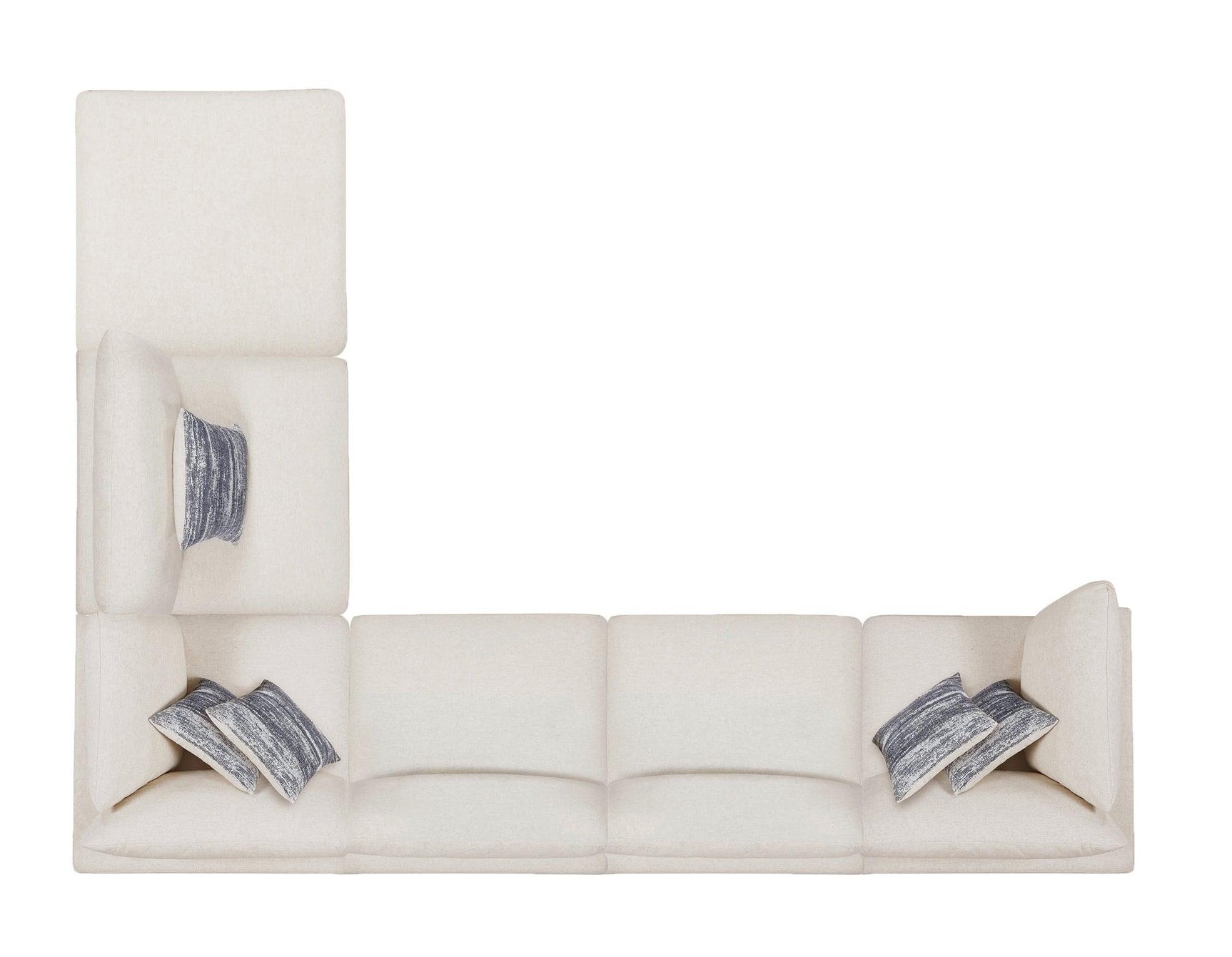 Detail view of beige upholstered fabric on Serene sectional
