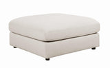 Serene Beige Upholstered Rectangular Ottoman front view