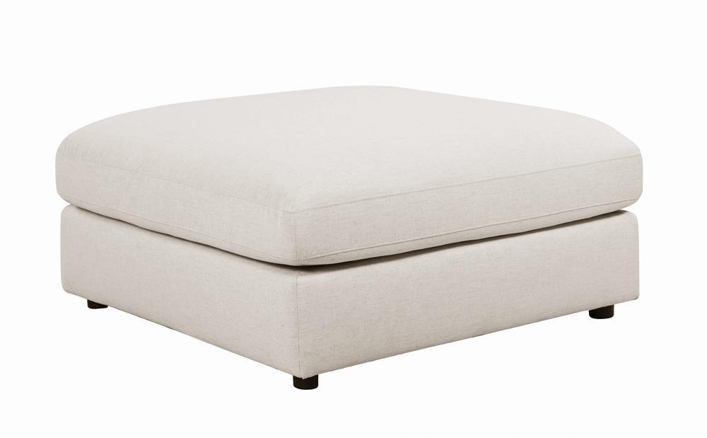 Serene Beige Upholstered Rectangular Ottoman front view