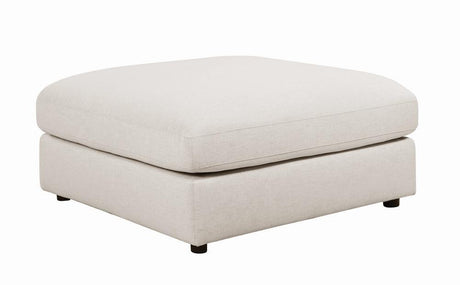 Serene Beige Upholstered Rectangular Ottoman front view