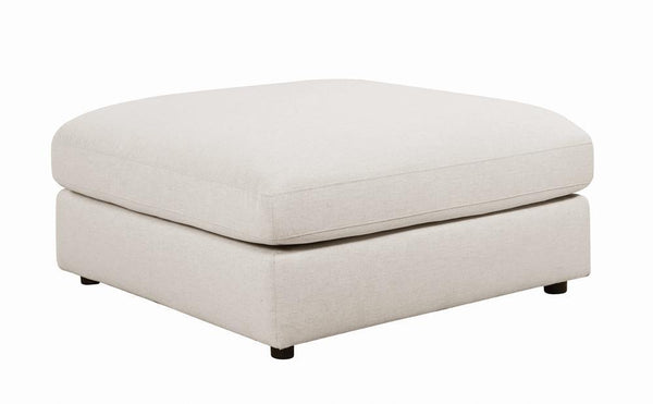 Serene Beige Upholstered Rectangular Ottoman front view