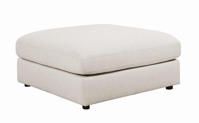 Serene Beige Upholstered Rectangular Ottoman front view