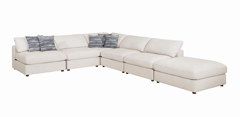 Serene Beige Upholstered Rectangular Ottoman back view