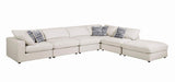 Serene Beige Upholstered Rectangular Ottoman angled top view