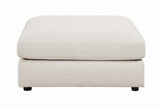 Serene Beige Upholstered Rectangular Ottoman side angle