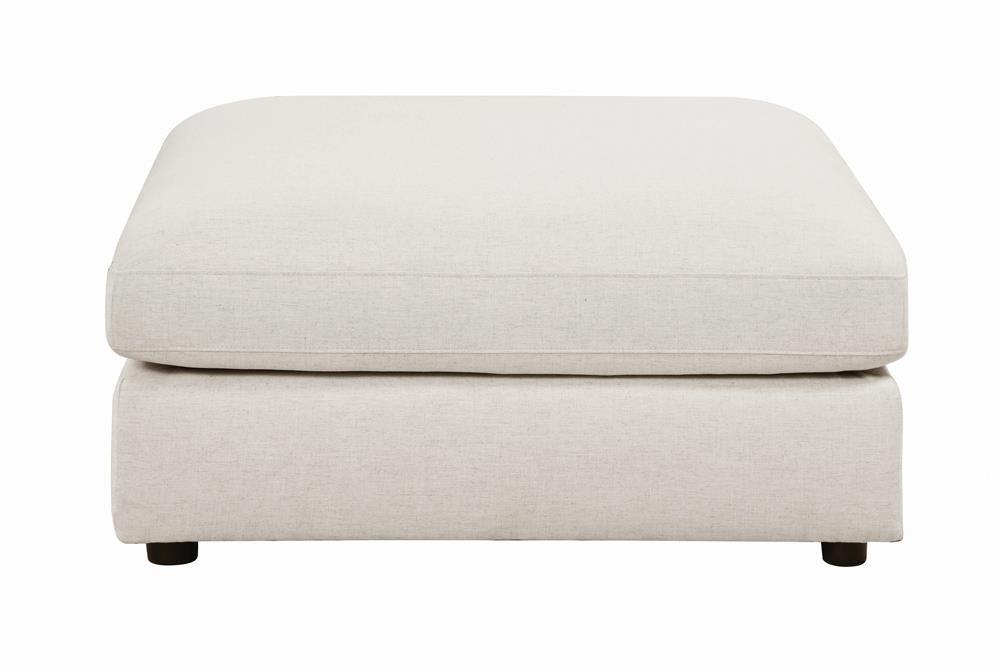 Serene Beige Upholstered Rectangular Ottoman side angle