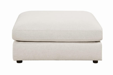Serene Beige Upholstered Rectangular Ottoman side angle