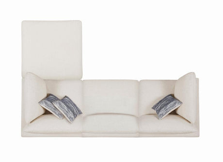 Serene Beige Upholstered Rectangular Ottoman top view showing tufted design