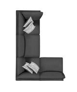 Side view of Serene 4-Piece Upholstered Modular Sectional charcoal