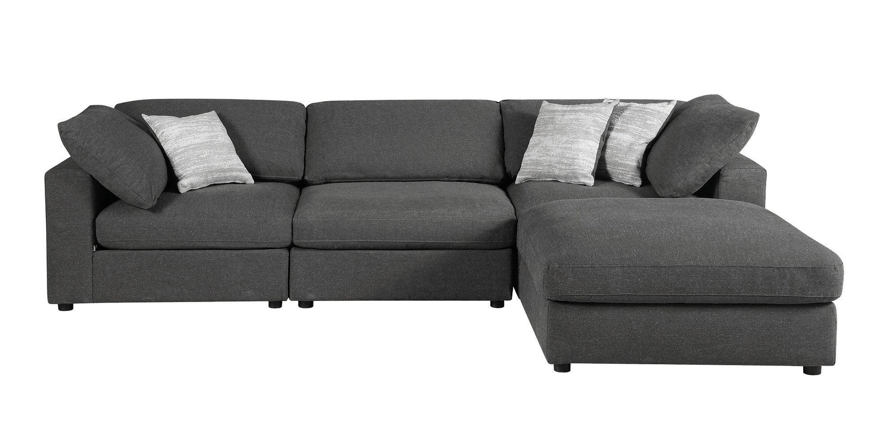 side view of Serene 4-Piece Upholstered Modular Sectional Charcoal sectional sofa