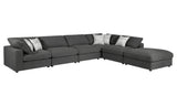 room view of Serene 6-Piece Upholstered Modular Sectional charcoal sectional sofa