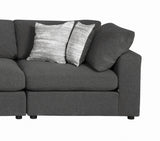 Serene Upholstered Rectangular Ottoman Charcoal stitching detail