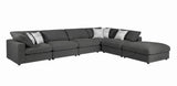 Serene Upholstered Rectangular Ottoman Charcoal nailhead trim closeup