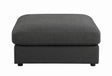 Serene Upholstered Rectangular Ottoman Charcoal front view