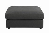 Serene Upholstered Rectangular Ottoman Charcoal front view