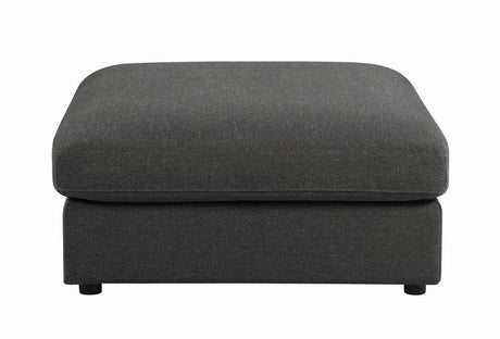 Serene Upholstered Rectangular Ottoman Charcoal front view