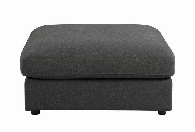 Serene Upholstered Rectangular Ottoman Charcoal front view